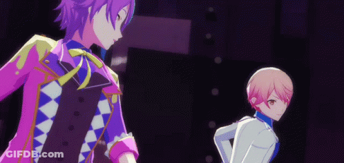 Anime Characters Standing In Dark Room GIF