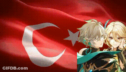 Anime Characters Standing In Front Of Flag GIF