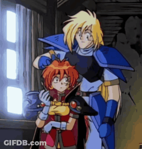 Anime Characters Standing In Front Of Window GIF