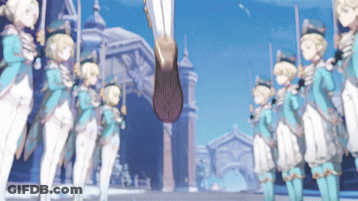 Anime Characters Standing In Line With Guns GIF