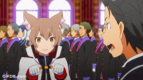 Anime Characters Standing In Room With Cat Ears GIF