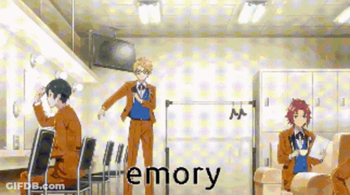 Anime Characters Standing In Room With Emory GIF
