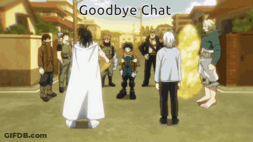 Anime Characters Standing In Street Saying Goodbye Chat GIF