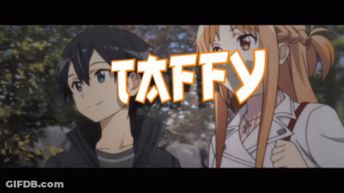 Anime Characters Standing Next To Each Other Saying Taffy GIF