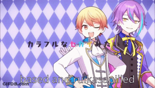 Anime Characters Standing Together Based And Rukasapilled GIF