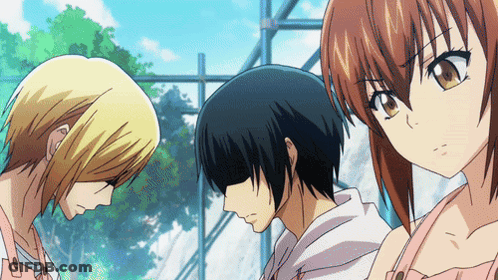 Anime Characters Standing Together Looking GIF