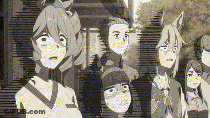 Anime Characters Standing Together Looking GIF