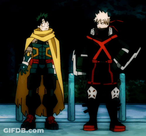 Anime Characters Standing Together One In Yellow Cape GIF