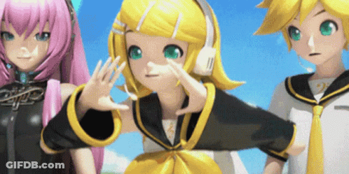 Anime Characters Standing Together One Wearing Headphones GIF