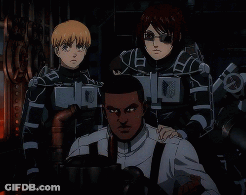 Anime Characters Standing Together Sunglasses GIF