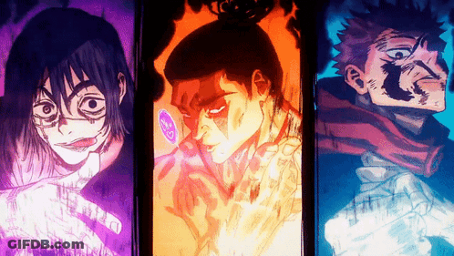 Anime Characters Standing With Coin GIF