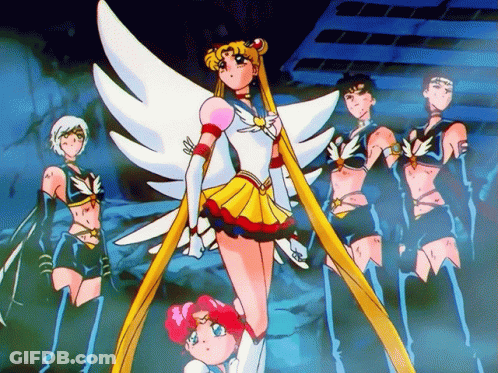 Anime Characters Standing With Sailor Moon GIF