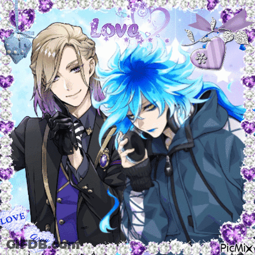 Anime Characters With Purple Flowers Love GIF