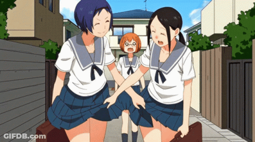 Anime Chio's School Road School Mini Skirt GIF