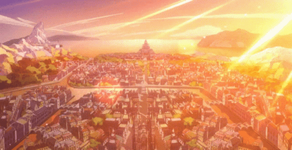 Anime City In Morning GIF