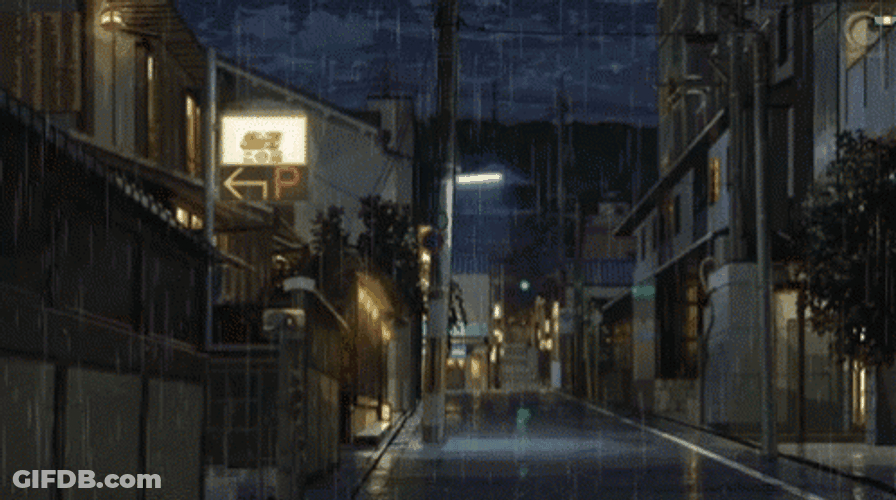 Anime City Raining At Night GIF