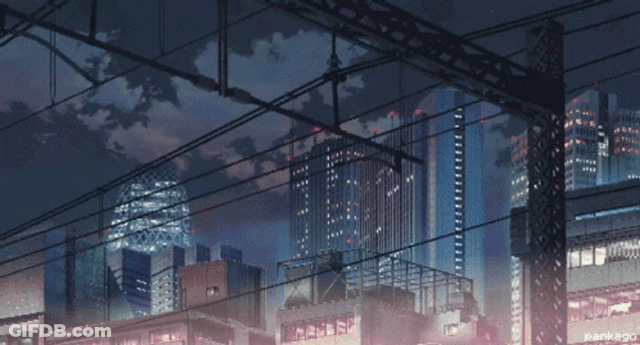 Anime City Tall Buildings GIF