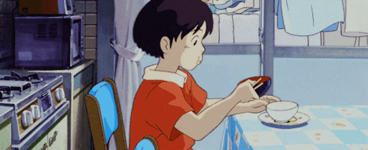 Anime Cleaning Plates By Eating It All GIF