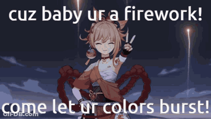 Anime Colorful Firework Lyrics GIF