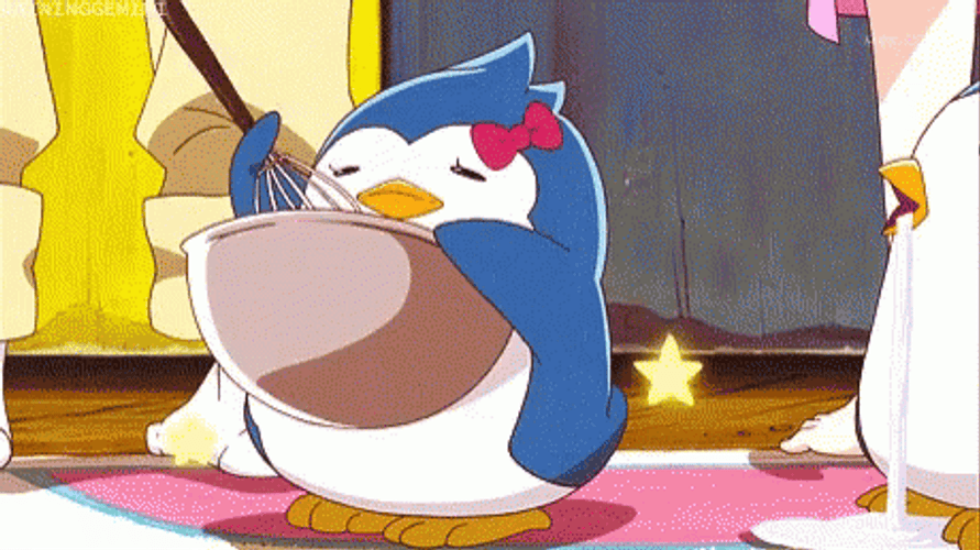 Anime Cooking Cute Blue Penguin GIF