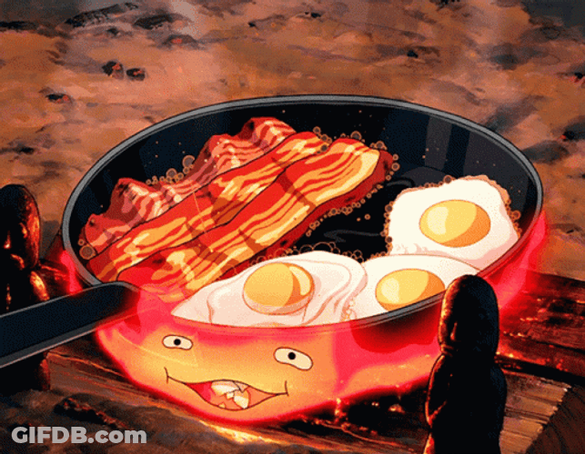 Anime Cooking Eggs And Bacon GIF