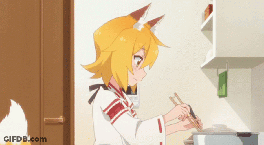 Anime Cooking Helpful Fox Senko San GIF