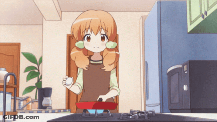 Anime Cooking Moeko Tokita Cracking Egg GIF
