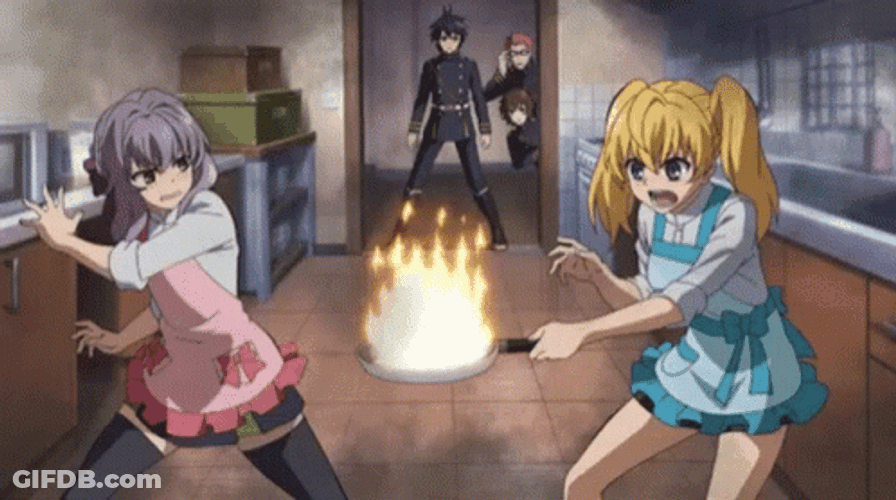 Anime Cooking Seraph Of End Pan On Fire GIF