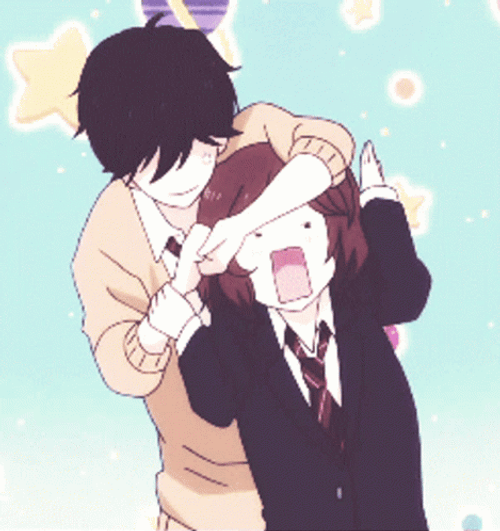 Anime Couple Ao Haru Forehead Lock GIF