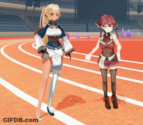 Anime Couple Holding Hands On Track GIF