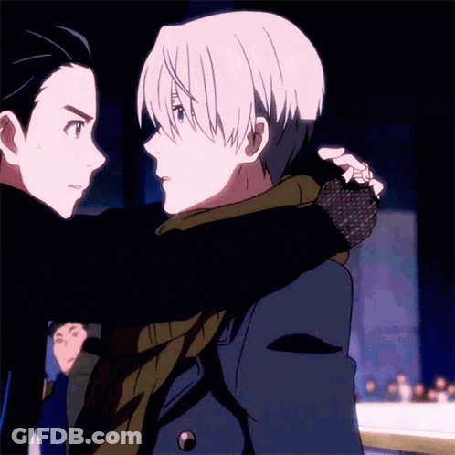 Anime Couple Hugging One With Scarf GIF
