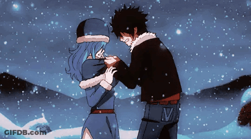 Anime Couple In Snow GIF