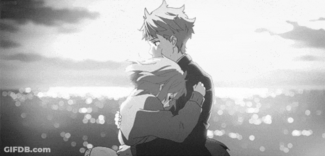 Anime Couple Passionate Embrace GIF