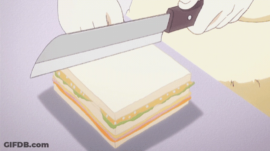 Anime Cutting Idiot Sandwich In Half GIF