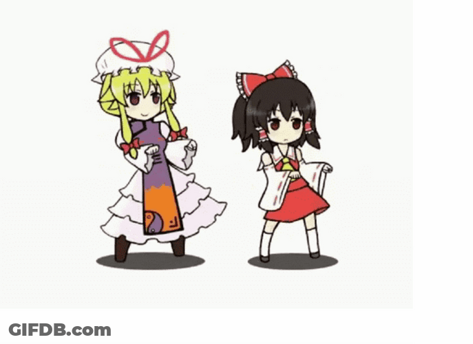 Anime Dancing Yukari Reimu Touhou GIF