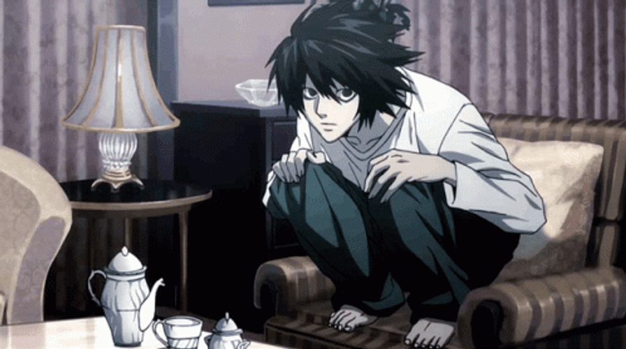 Anime Death Note Sitting Talking L GIF