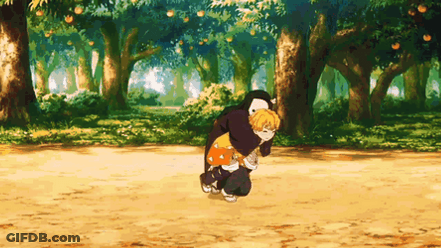 Anime Demon Slayer Nezuko Piggyback Riding Zenitsu GIF
