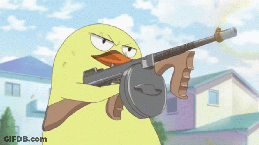 Anime Duck Shooting Gun GIF