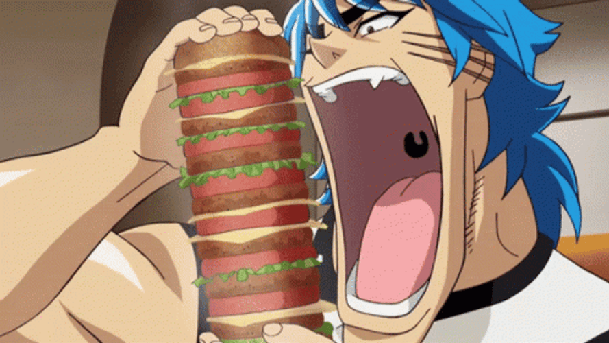 Anime Eating Burger Toriko GIF