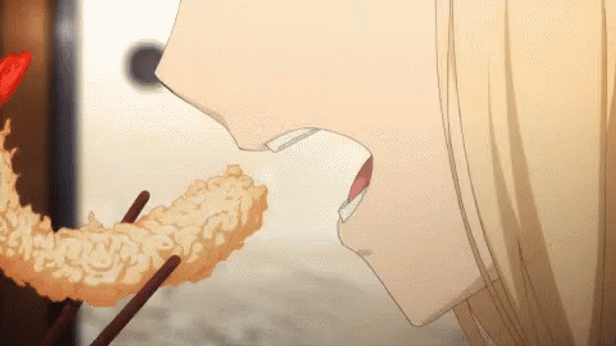 Anime Eating Delicious Shrimp Tempura GIF