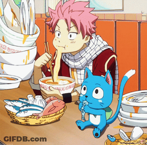 Anime Eating Fairy Tail Natsu And Happy GIF