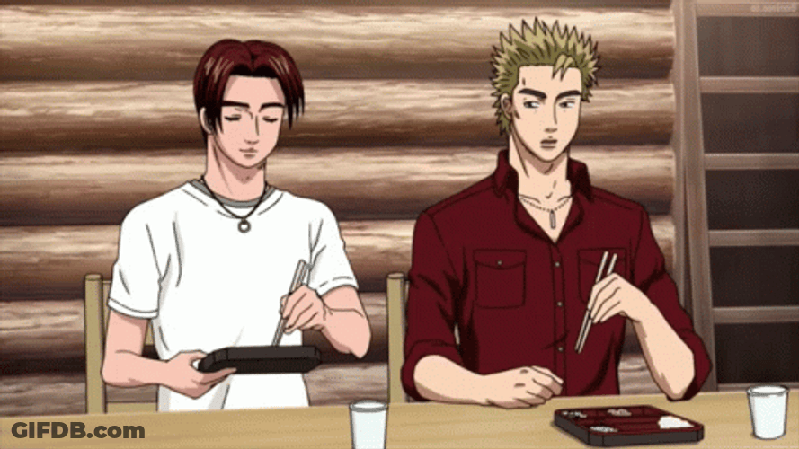 Anime Eating Keisuke Takahashi Takumi Fujiwara Initial D GIF