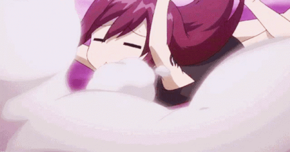 Anime Fairy Tail Chibi Erza Scarlet Bed Fall GIF
