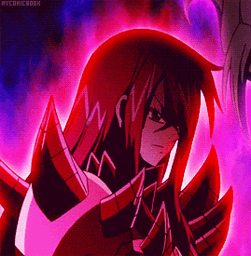 Anime Fairy Tail Erza Scarlet Glowing Red Aura GIF