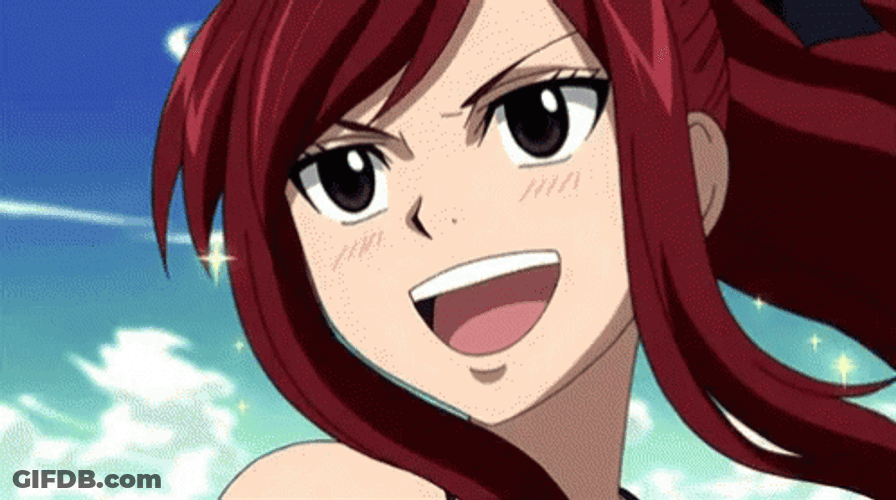 Anime Fairy Tail Erza Scarlet Wide Smile GIF