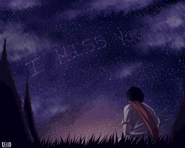 Anime Fairy Tail Looking Up At Night Sky GIF