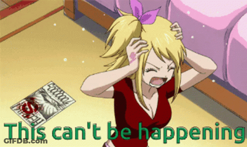 Anime Fairy Tail Lucy Heartfilia  Shaking My Head Unbelievable GIF