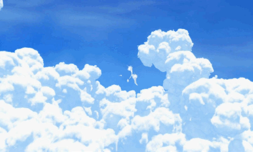 Anime Feathers Flying Around Blue Sky GIF