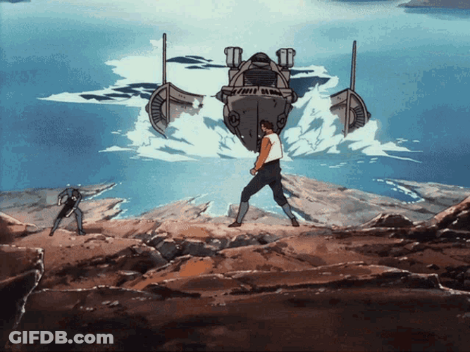 Anime Fight Boat Crashing GIF