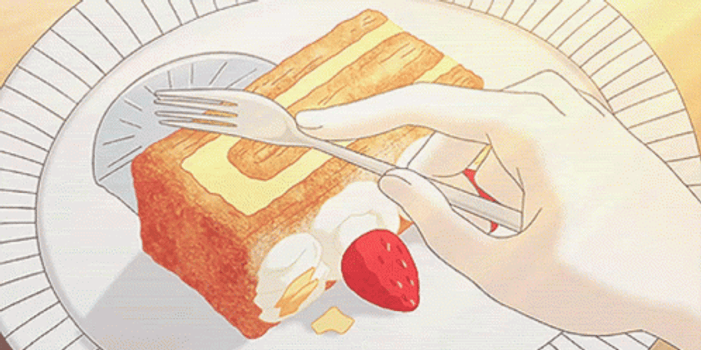 Anime Food Cake Slicing GIF
